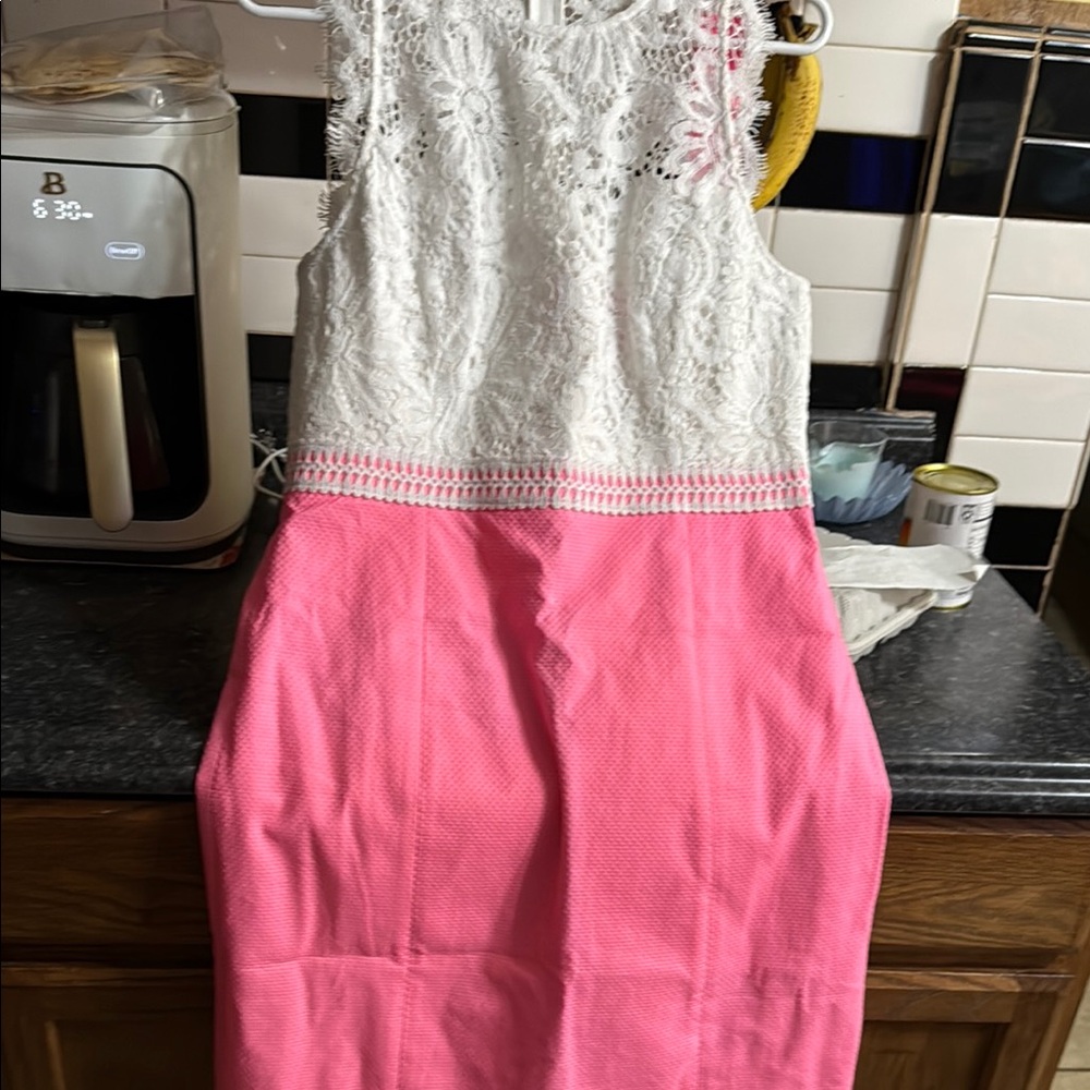 Lilly Pulitzer Pink and White Sheath Maxi Dress